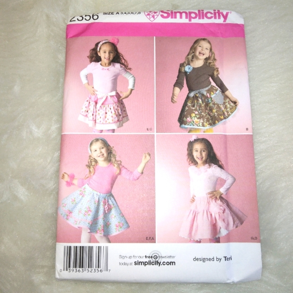 SIMPLICITY 2356 SZ 3-8, Girl's skirts, slips, and accessories